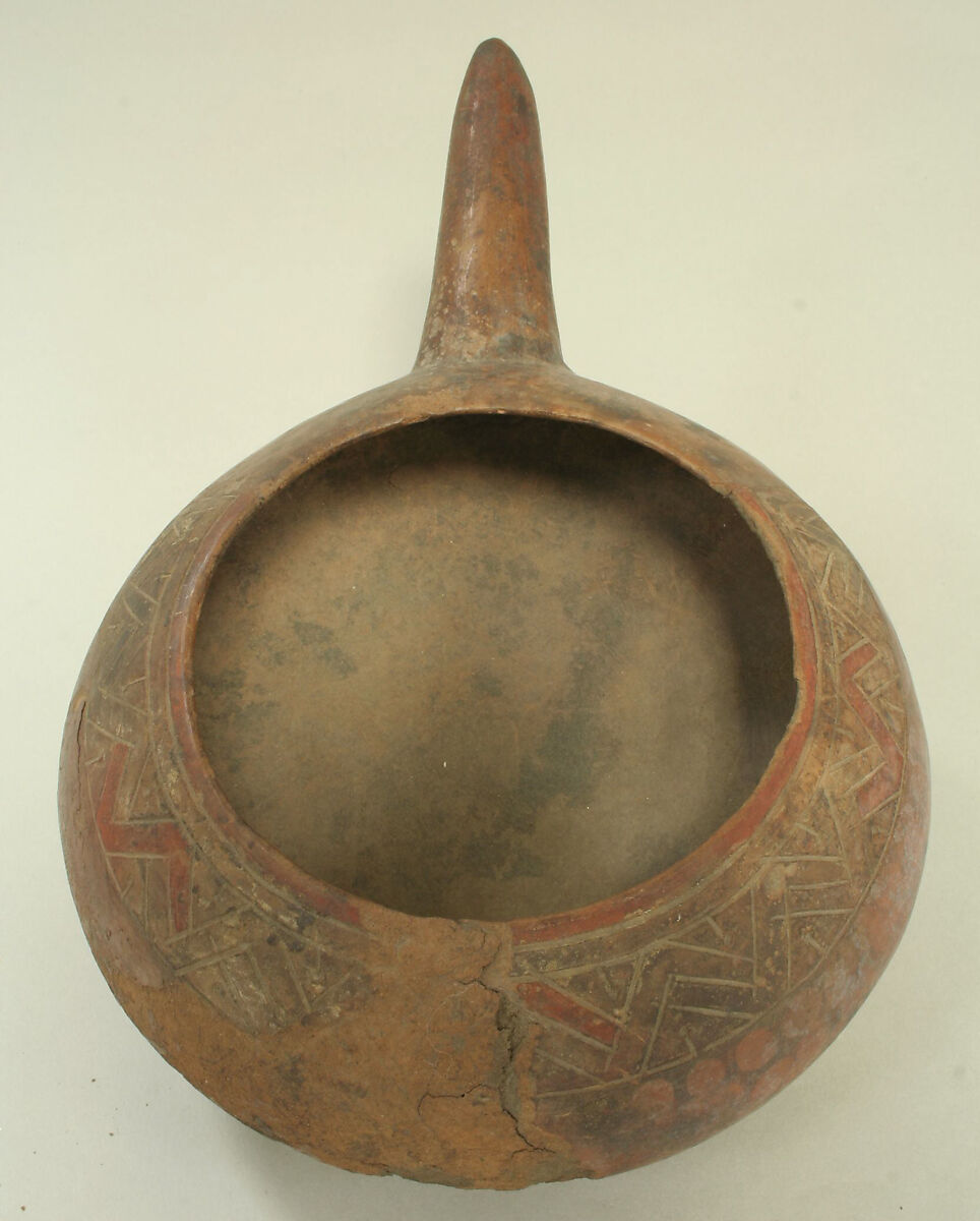 Vessel with Handle, Ceramic, pigment, Paracas
