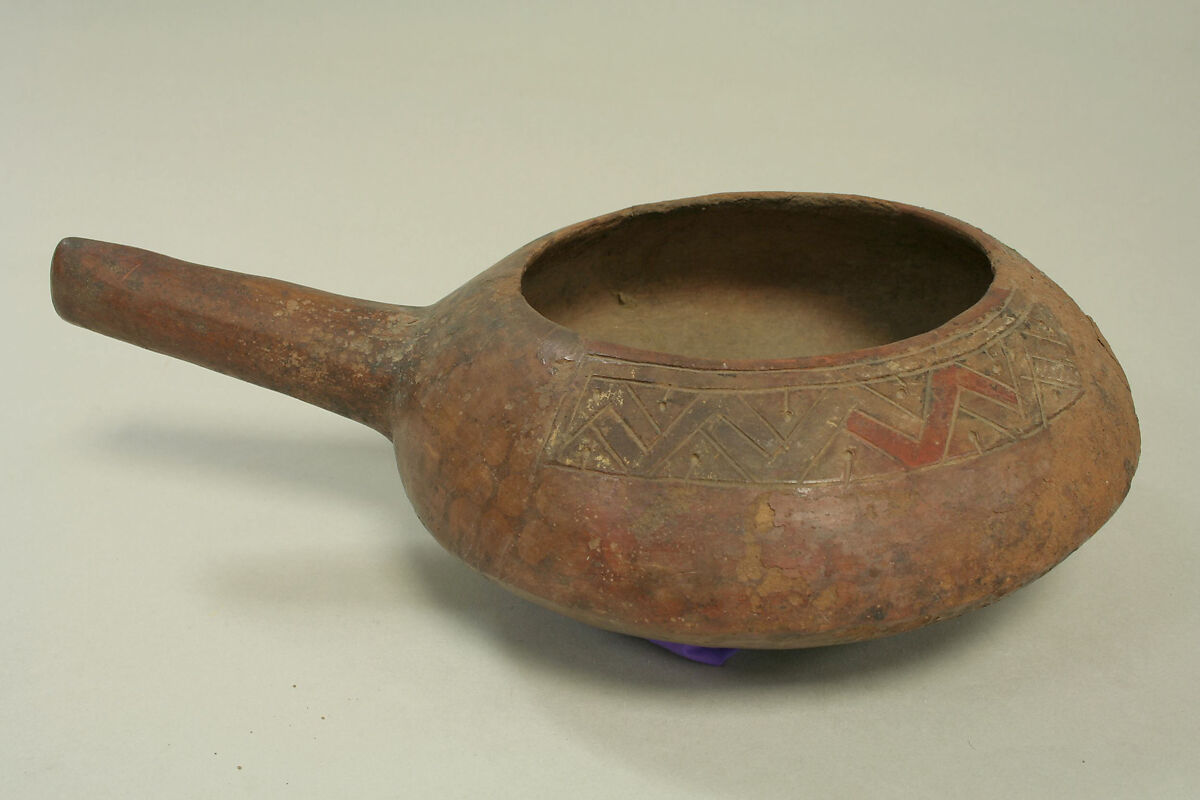 Vessel with Handle, Ceramic, pigment, Paracas 