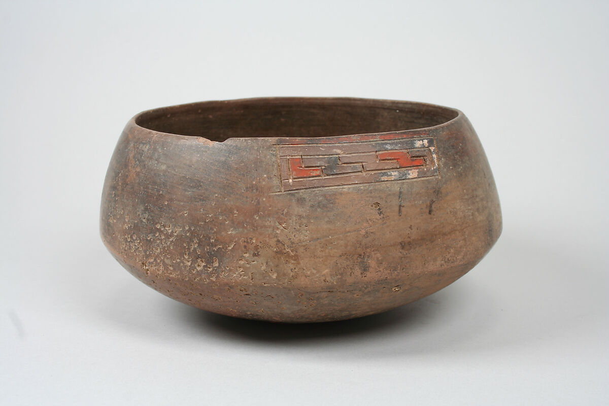 Incised Painted Bowl, Ceramic, slip, pigment, Paracas 