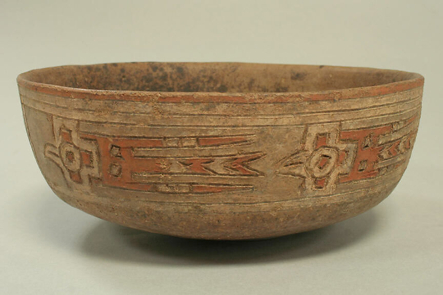 Incised Painted Bowl, Ceramic, pigment, Paracas 