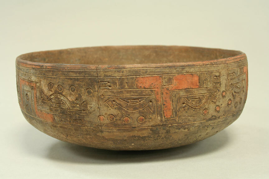 Incised Painted Bowl, Ceramic, pigment, Paracas 