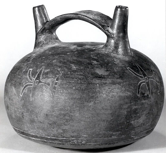 Double Spout and Bridge Bottle with Bird