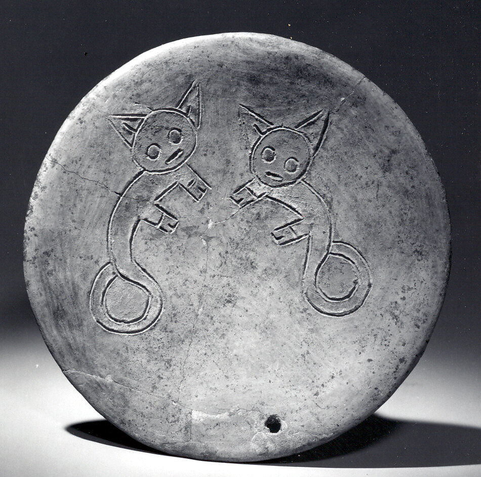 Dish Incised with Two Cats, Ceramic, Paracas