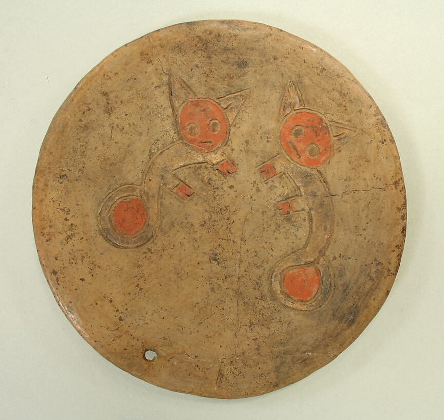 Dish Incised with Two Cats, Ceramic, Paracas 