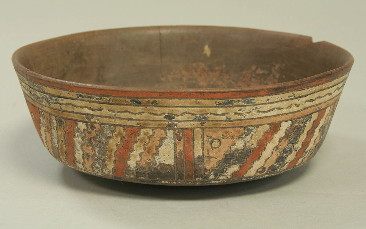 Incised Painted Bowl, Ceramic, pigment, Paracas 