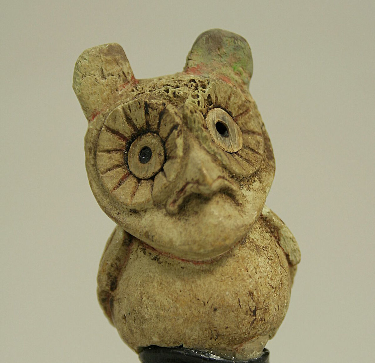 Figure of an Owl, Bone, cinnabar, Moche