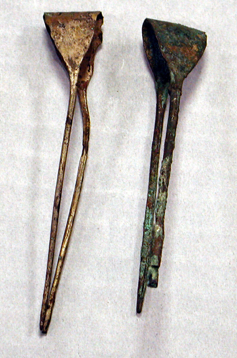 Hammered Copper Tweezers, Copper (hammered), silver (?), Peru; north coast (?) 