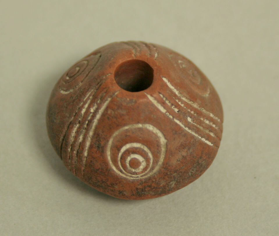 Spindle Whorl, Ceramic, pigment, Peruvian; north coast (?)