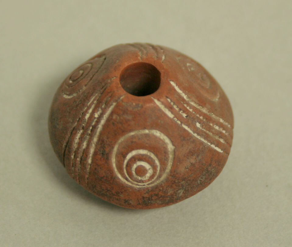 Spindle Whorl, Ceramic, pigment, Peruvian; north coast (?) 