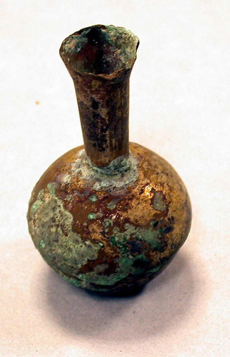 Miniature Bottle, Copper, silver gilt (?), Chimú or Chancay 