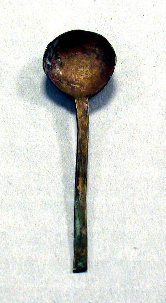 Hammered Silver Spoon, Silver (hammered), gilt, Peru; north coast (?) 