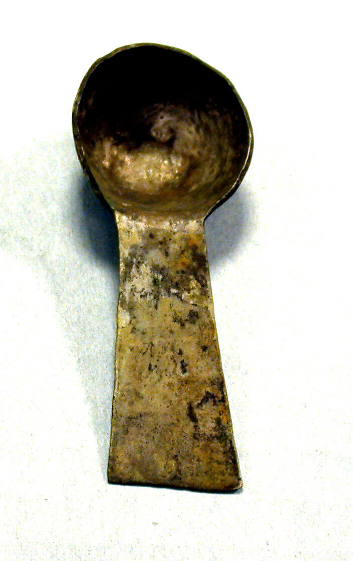 Hammered Silver Spoon, Silver (hammered), gilt, Peru; north coast (?) 
