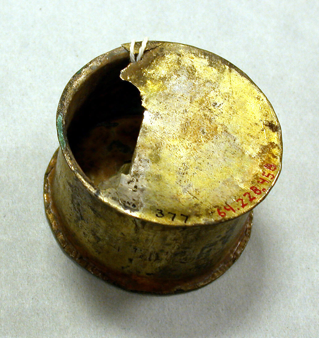 Hammered Silver Miniature Drum, Silver (hammered), gilt, Chimú or Chancay 