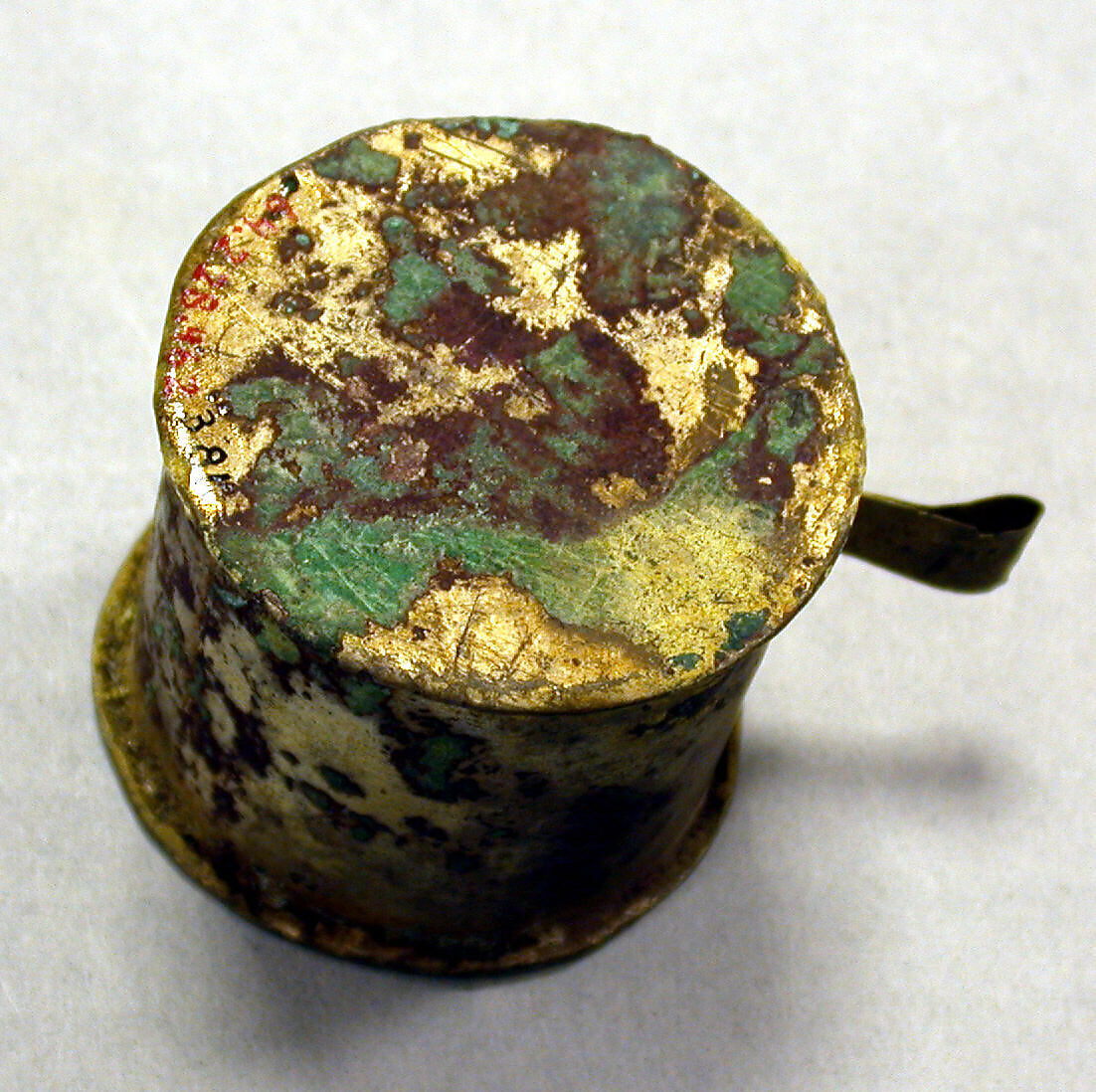 Hammered Silver Miniature Drum, Copper (hammered), gilt (?), Chimú or Chancay 