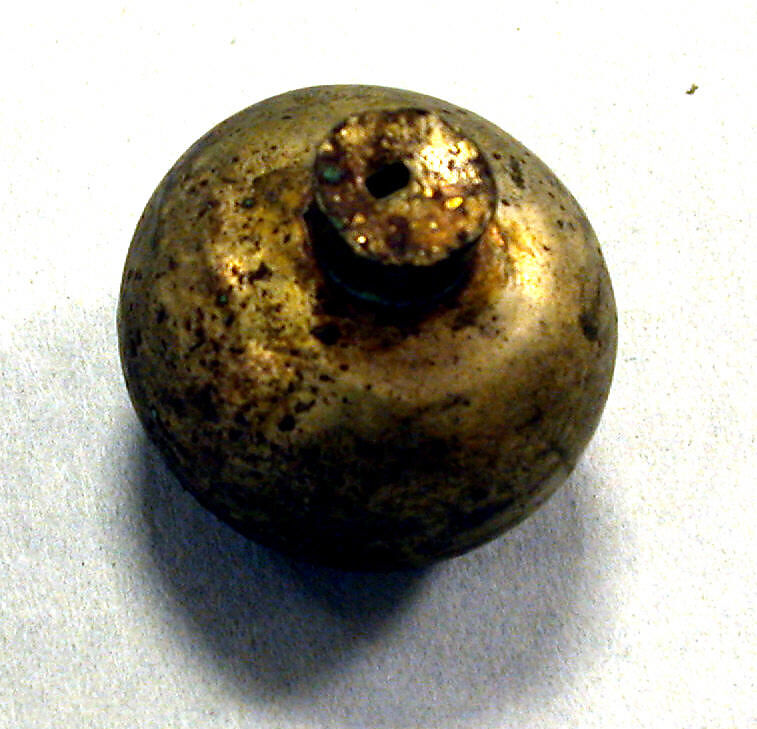 Hammered Silver Bead, Silver (hammered), gilt, Peru; north coast (?) 