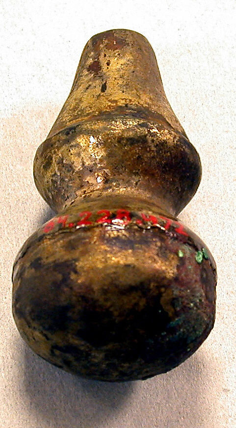 Hammered Silver Peanut Ornament, Silver (hammered), gilt, Peru; north coast (?) 