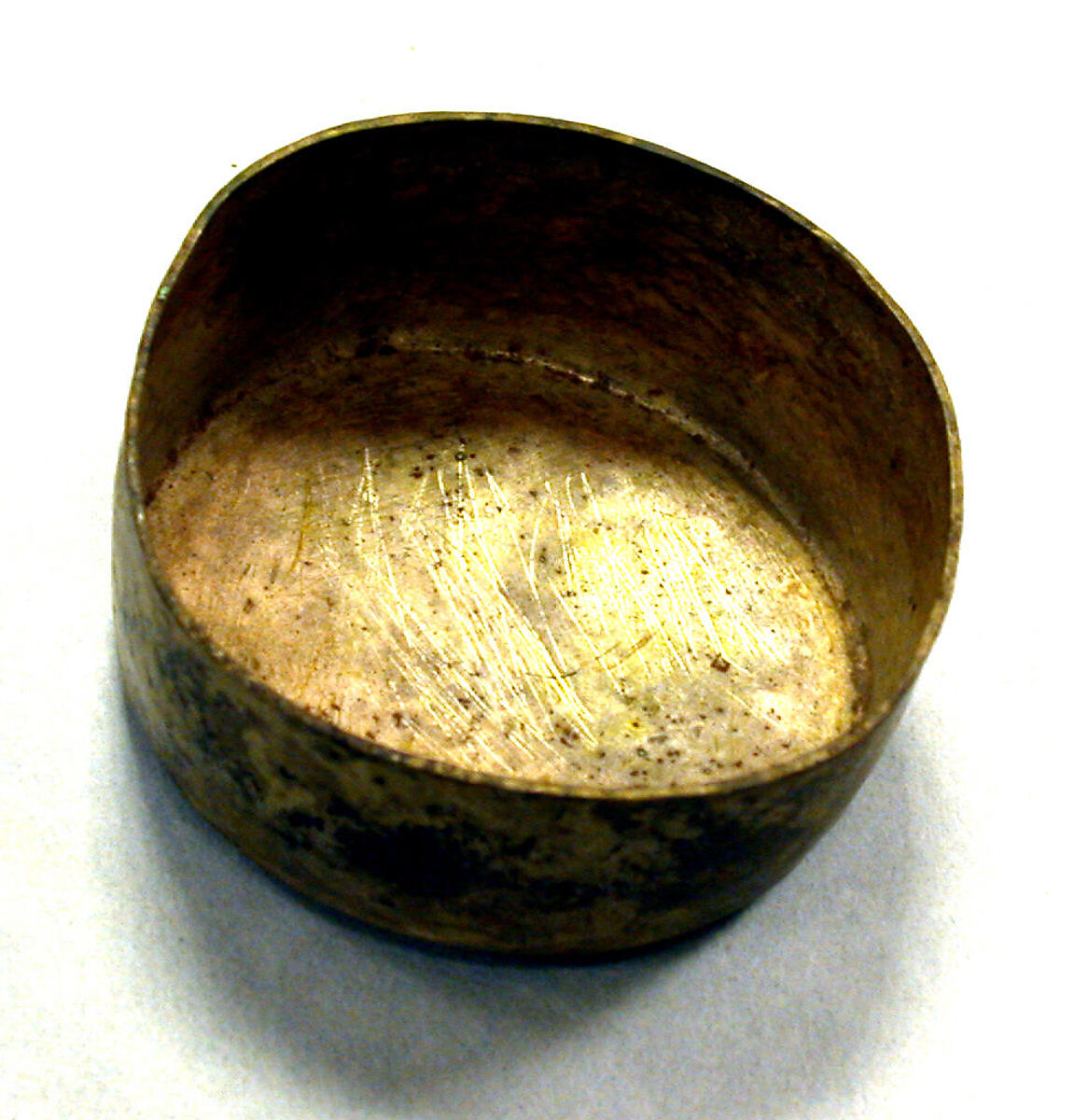 Hammered Silver Rattle Beaker Fragment (?), Silver (hammered), gilt, Peru; north coast (?) 
