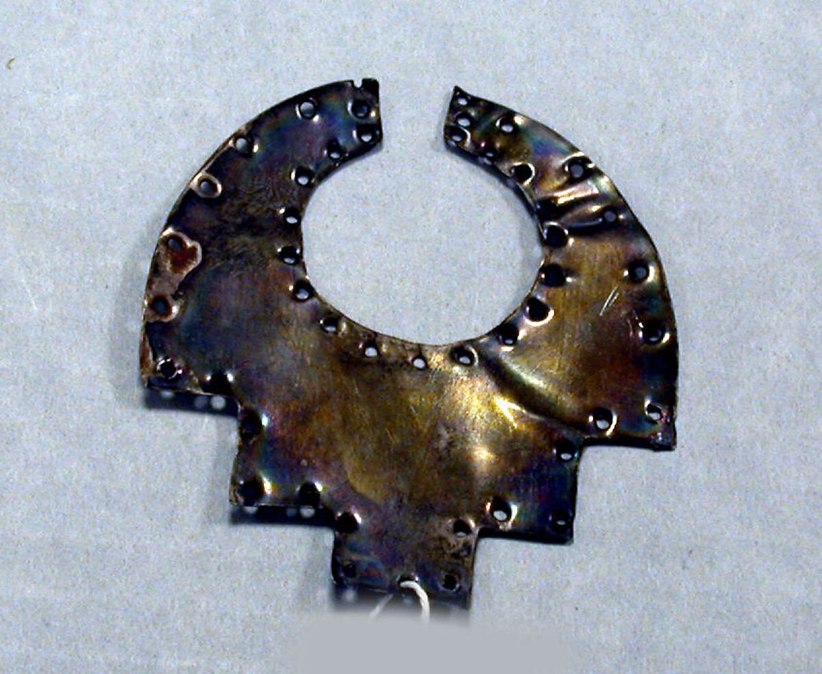 Hammered Silver Collar Ornament (?), Silver (hammered), gilt, Peru; north coast (?) 