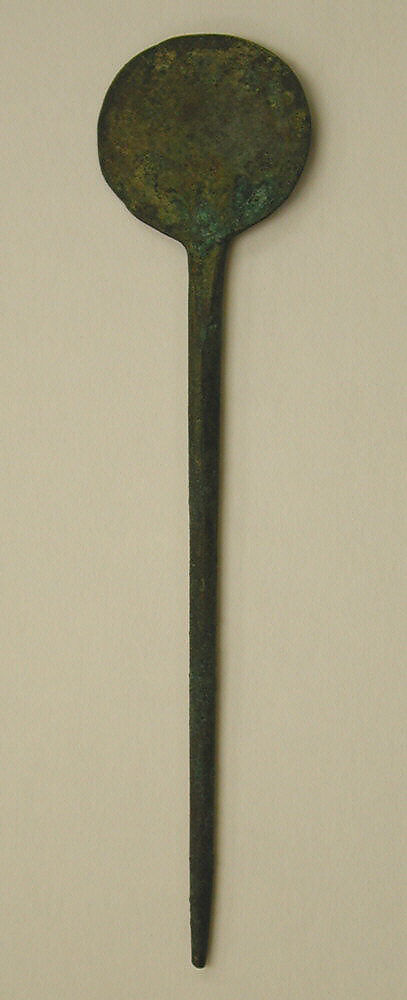 Hammered Copper Pin (tupu), Copper (hammered), gilt, Chimú (?) 