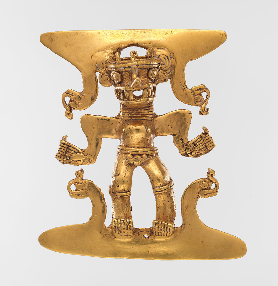Crocodile-Head Figure Pendant, Gold, Chiriqui 