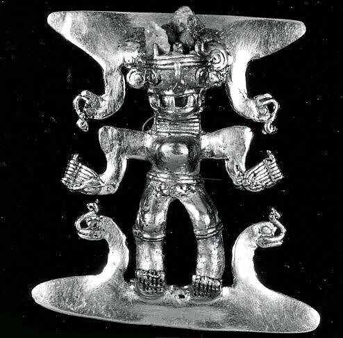 Crocodile-Head Figure Pendant, Gold, Chiriqui