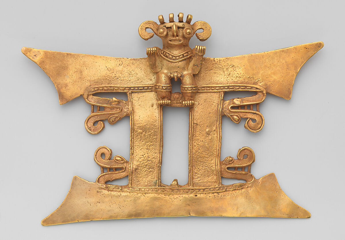 Bat-Nosed Figure Pendant, Gold, Diquís 