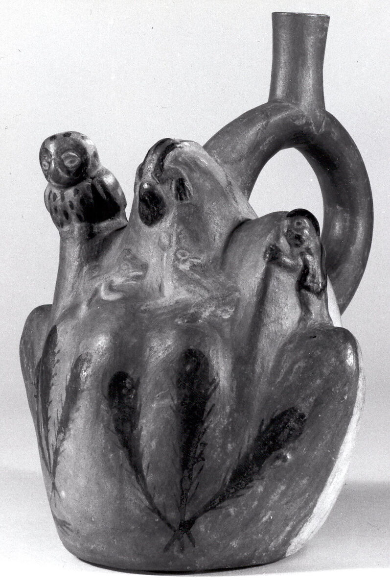 Mountain Scene Bottle, Ceramic, Moche