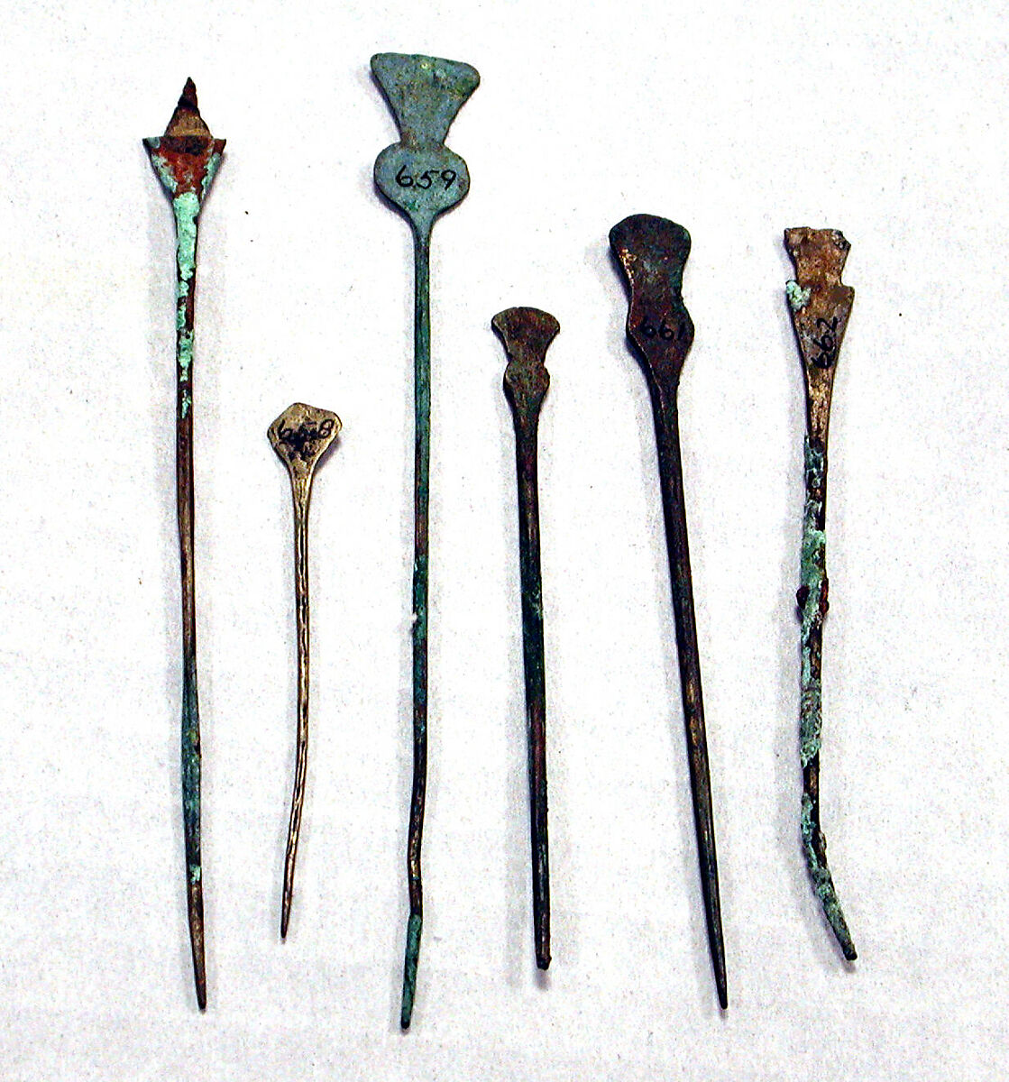 Hammered Copper Pin (tupu), Copper, gilt (?), Peru; north coast (?) 