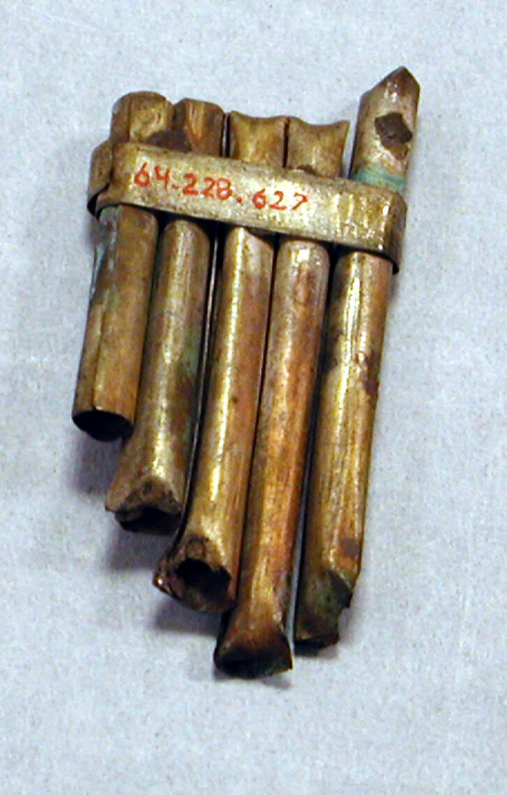 Hammered Silver Panpipe, Silver (hammered), gilt, Peru; north coast (?) 