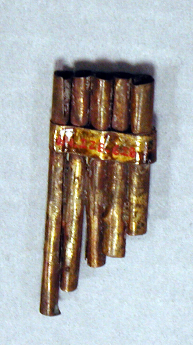 Hammered Silver Panpipe, Silver (hammered), gilt, Peru; north coast (?) 