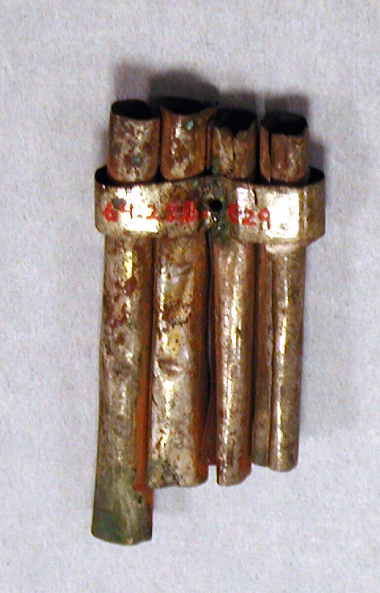 Hammered Silver Panpipe, Silver (hammered), gilt, Peru; north coast (?) 