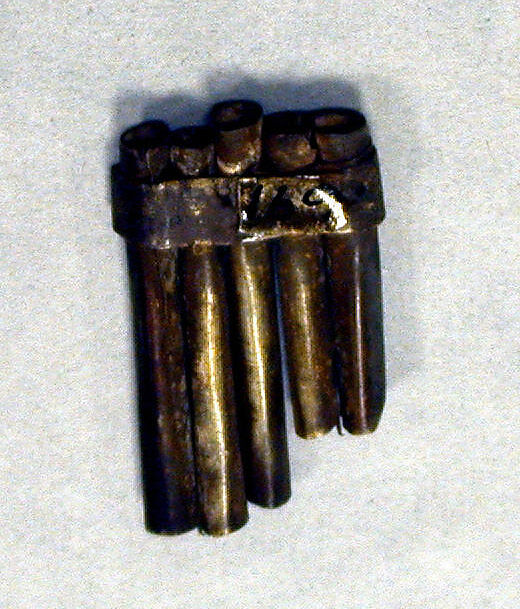 Hammered Silver Panpipe, Silver (hammered), gilt, Peru; north coast (?) 