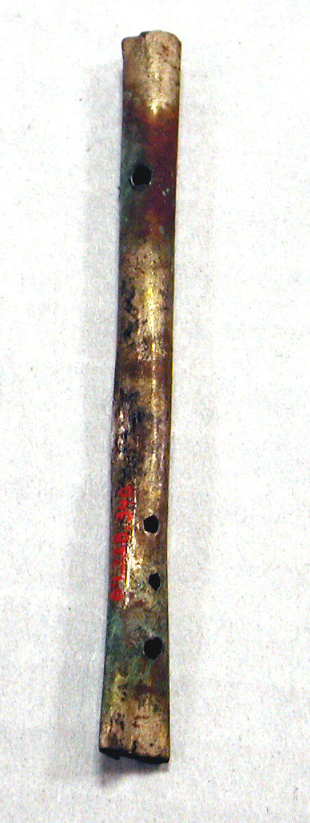 Hammered Silver Miniature Flute, Silver (hammered), gilt, Peru; north coast (?) 