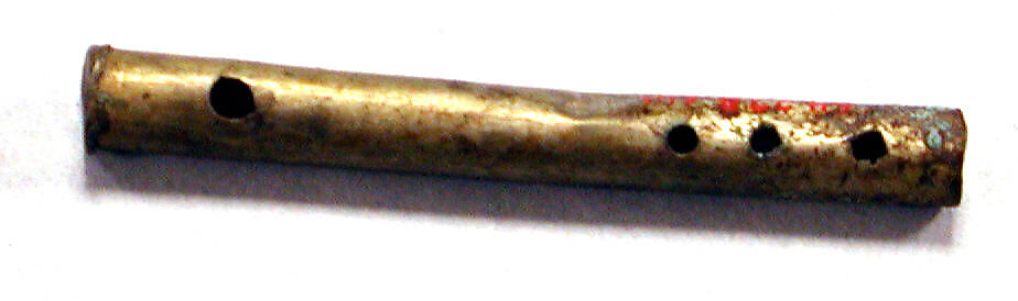 Hammered Silver Miniature Flute, Silver (hammered), gilt, Peru; north coast (?)