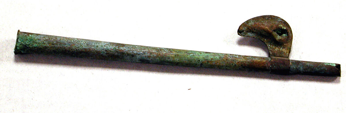 Hammered Copper Miniature Spear Thrower, Copper (?) (hammered), gilt, Peru; north or central coast (?) 