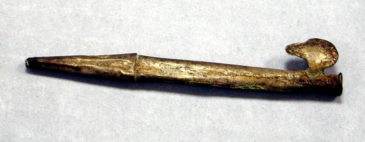 Miniature Spear Thrower, Silver (hammered), gilt, Peru; north or central coast (?) 