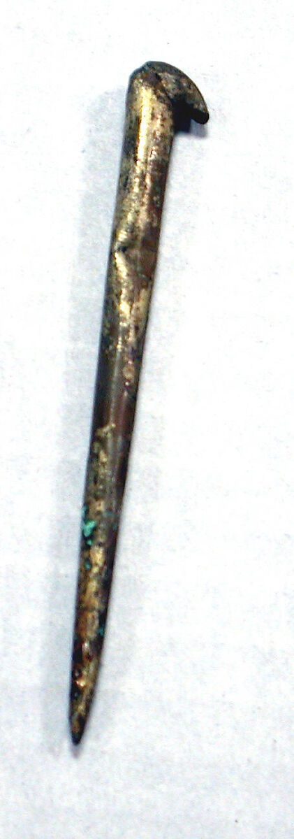 Hammered Silver Miniature Spear Thrower, Silver (hammered), gilt, Peru; north or central coast (?) 