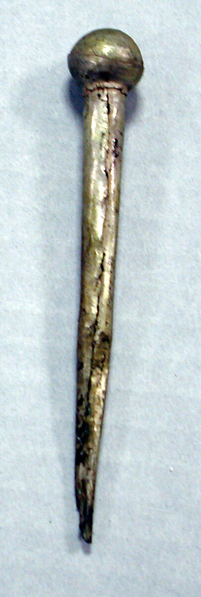 Hammered Silver Miniature Club, Silver (hammered), gilt, Peru; north coast (?) 