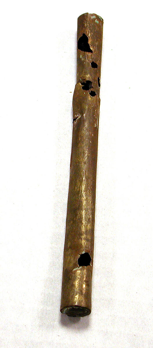 Hammered Silver Miniature Tube, Silver (hammered), gilt, Peru; north coast (?) 