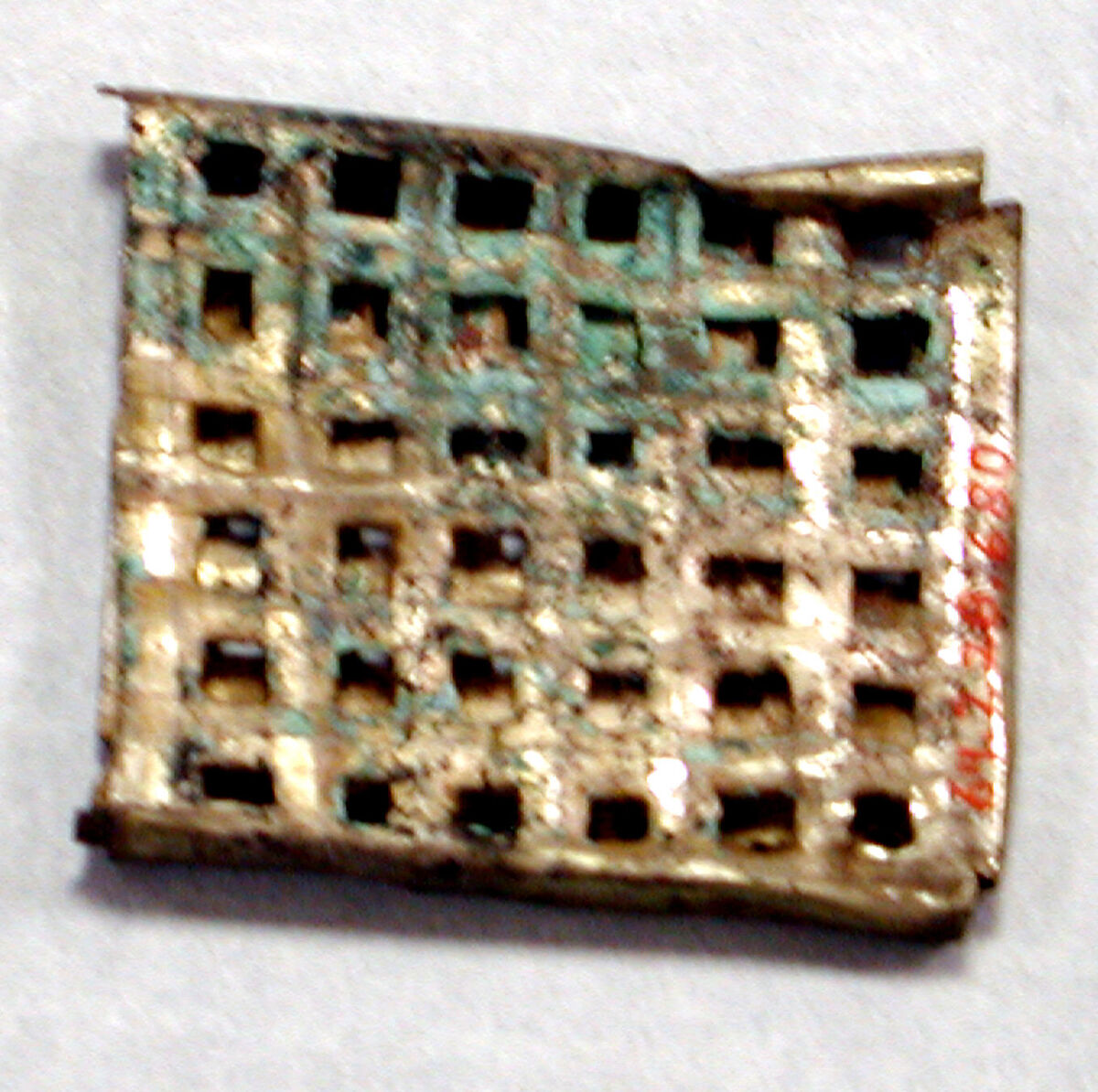 Hammered Silver Grid Ornament, Silver, gilt, Peru; north or central coast (?) 