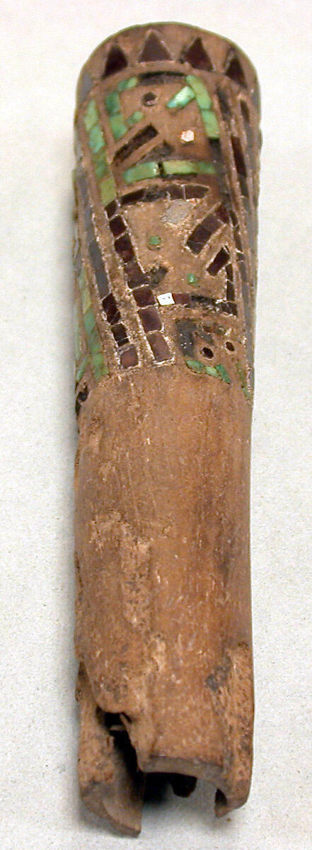Earflare Fragment with Stone Inlay, Wood, stone, Peru; north or central coast (?)