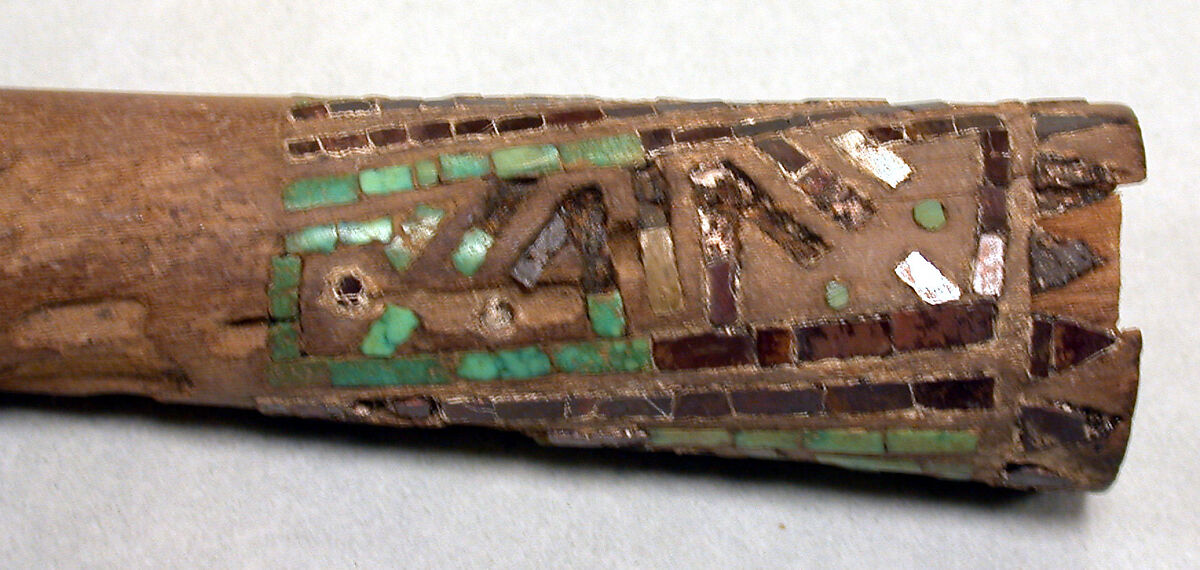 Earflare Fragment with Stone Inlay, Wood, stone, Peru; north or central coast (?)