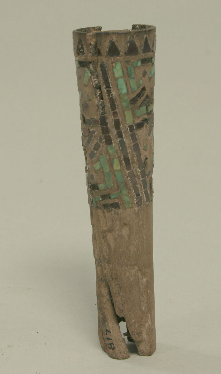 Earflare Fragment with Stone Inlay, Wood, stone, Peru; north or central coast (?) 