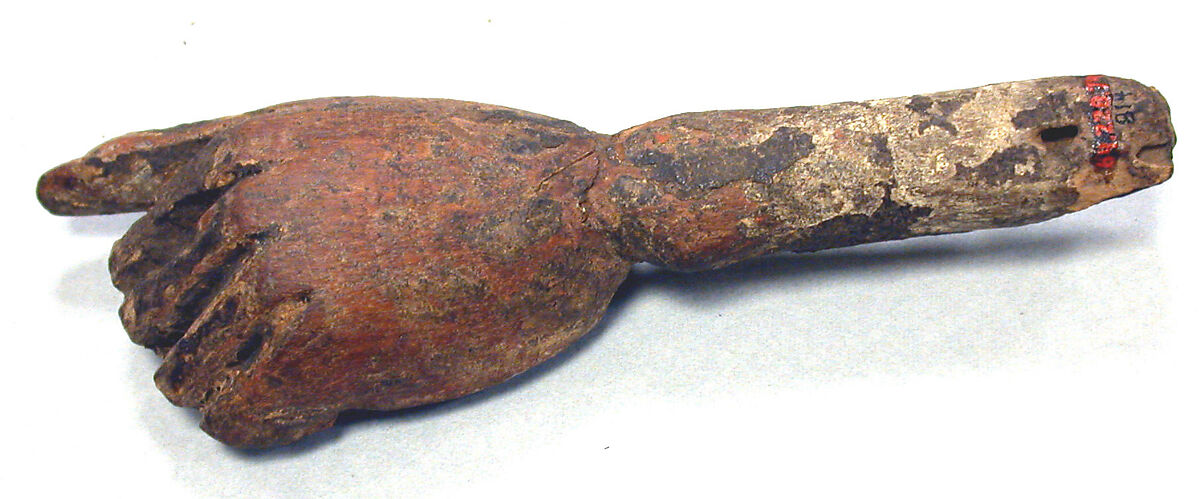 Wooden Vessel in the Shape of a Hand, Wood, pigment, Peruvian