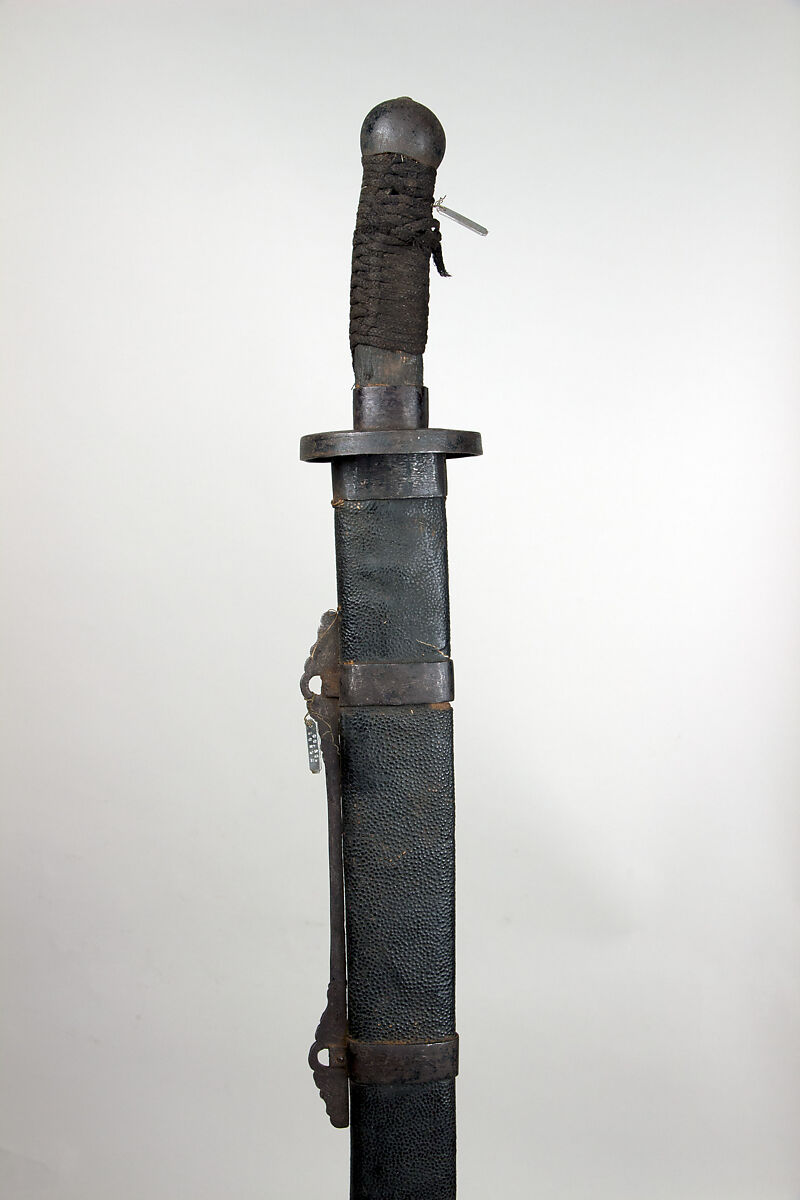 Sword with Scabbard, Steel, iron, leather, Chinese 