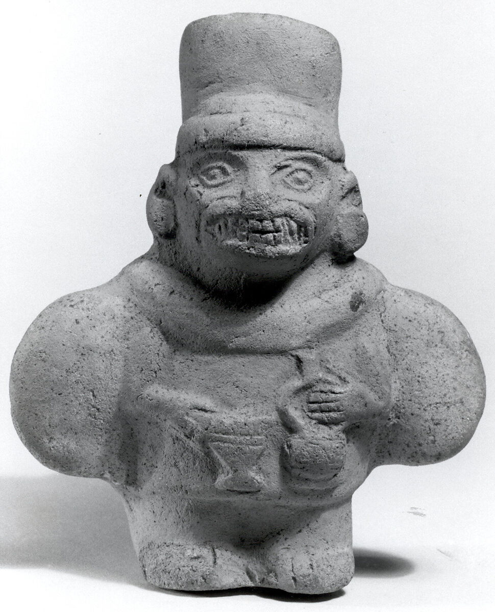 Single Spout (Ai-Apec) Figure Bottle, Ceramic, Moche