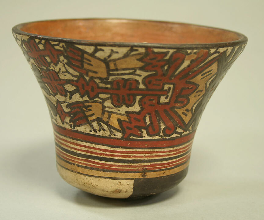 Painted Flared Bowl with Deity, Ceramic, pigment, Nasca