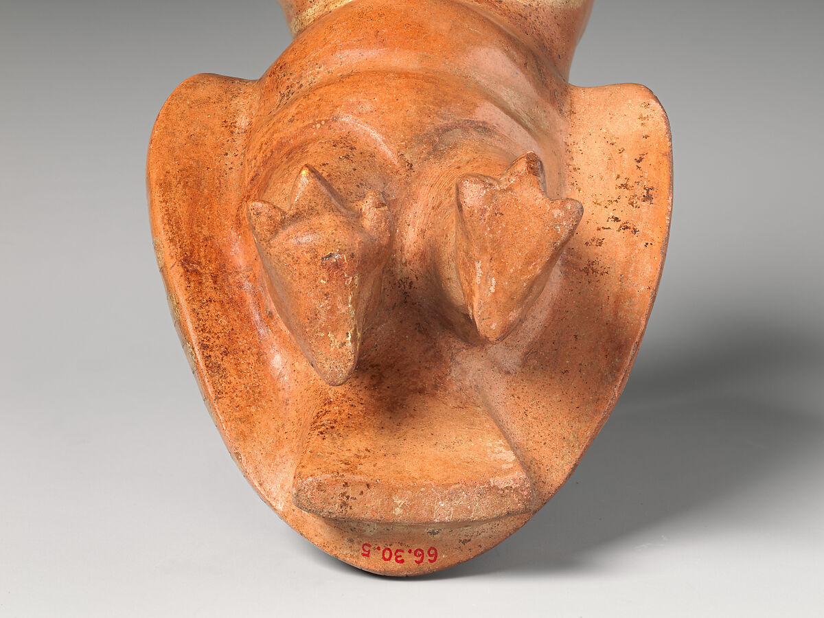 Stirrup-spout bottle with owl, Moche artist(s), Ceramic, slip, Moche