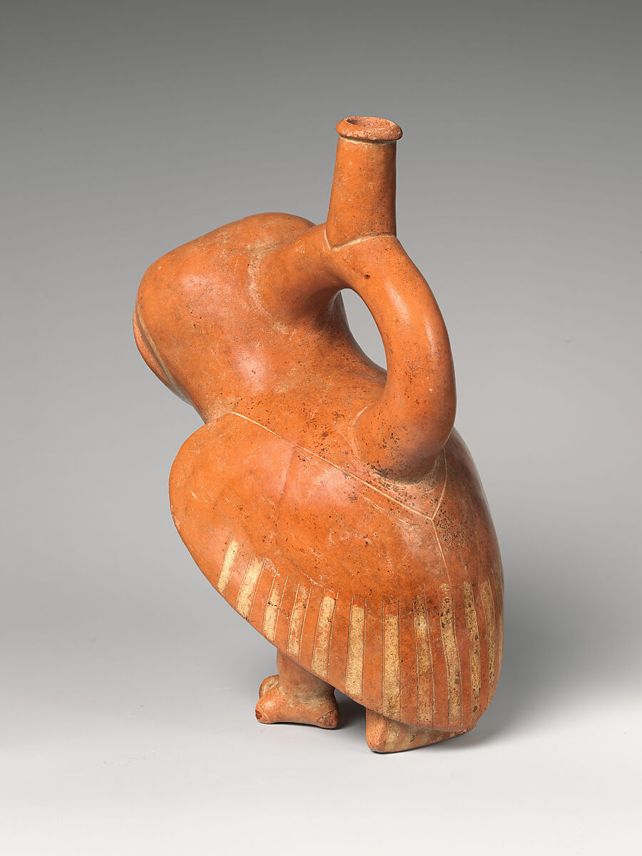 Stirrup-spout bottle with owl, Moche artist(s), Ceramic, slip, Moche