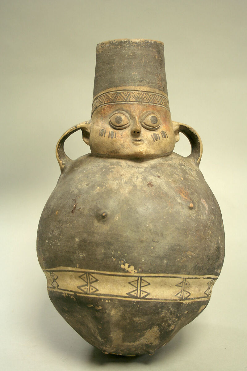 Single Spout Bottle in Figure Form, Ceramic, Chancay 